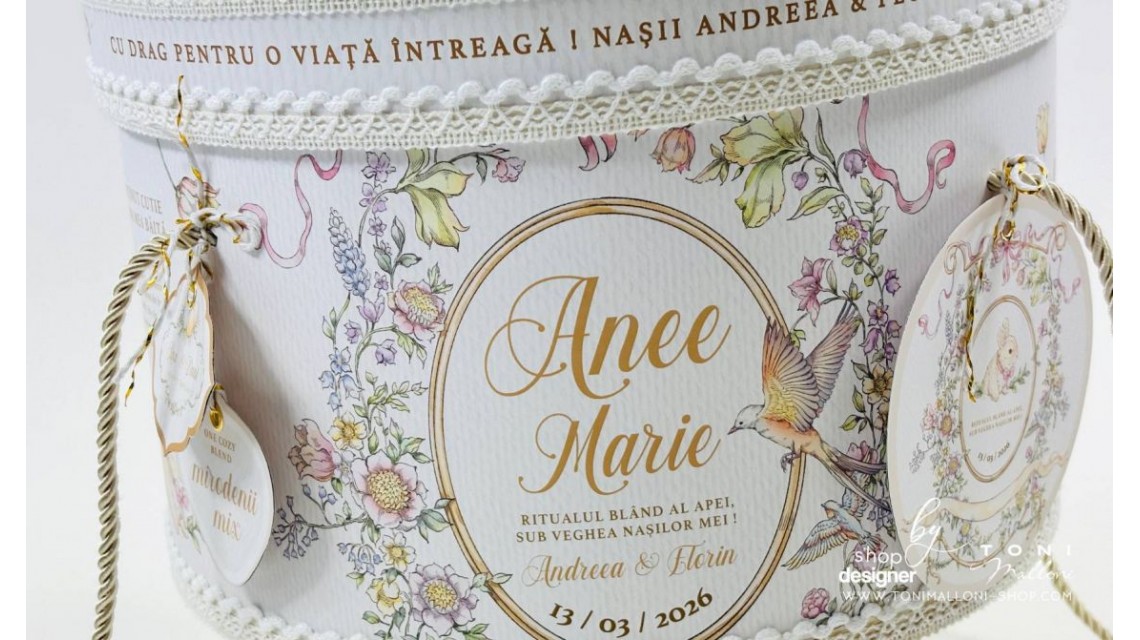 Set Prima Băiță cu Nașii după Botez Belle Époque Floral Garden 28